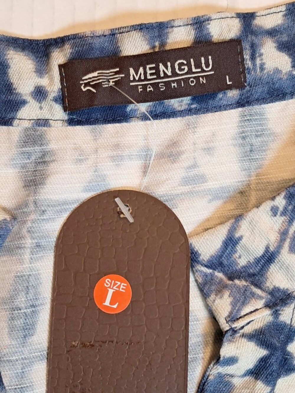 Menglu Tie Dye Shirt Dress Blue White L NWT - Picture 5 of 9